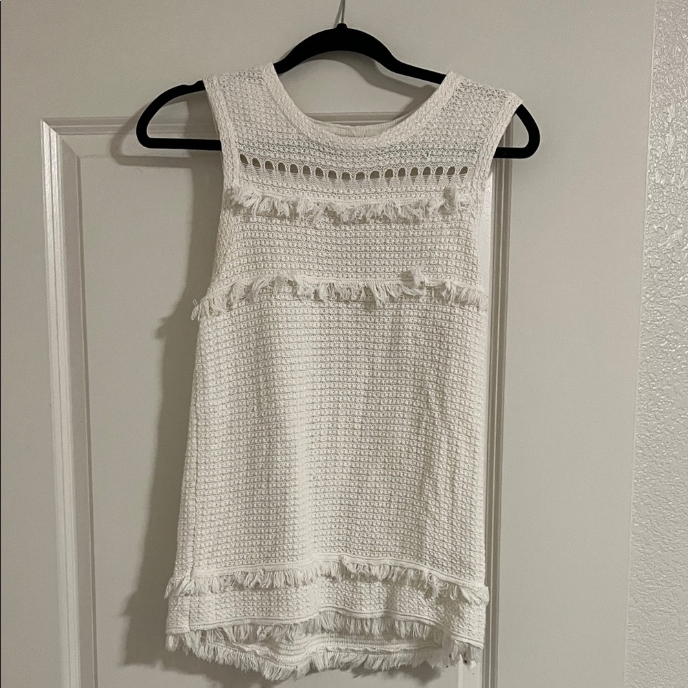 J. Crew White Textured Tank Top